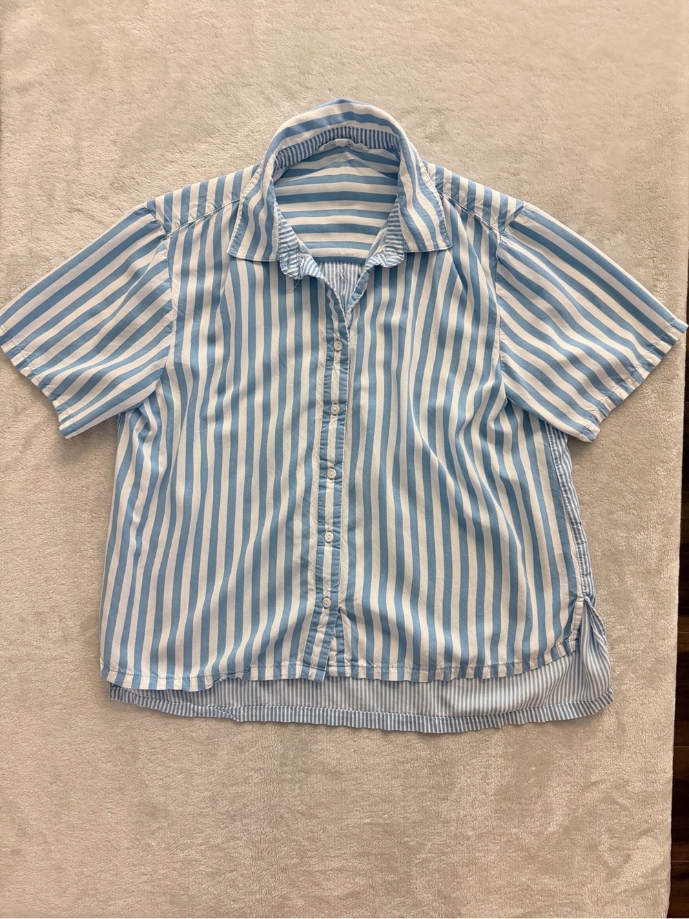 Jane + Delancey Blue White Striped Button Front Blouse Medium